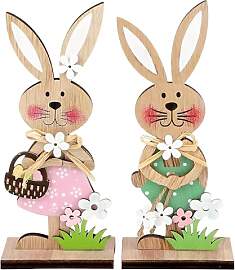 2 Stück Osterhase aus Holz,Aufsteller Osterhase