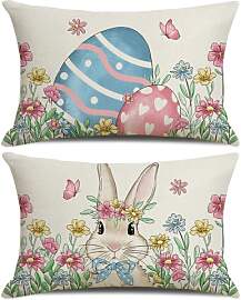 2 Stück Ostern Kissenbezug 30x50 cm,Soft Ostern