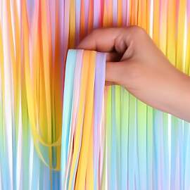 2 Stück Pride Lametta Vorhang Regenbogen