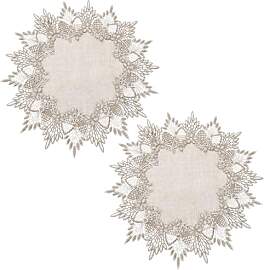 2 Stück Rundes Leinendeckchen, 40 cm Durchmesser, 