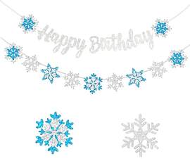 2 Stück Schneeflocken Girlande Geburtstag,
