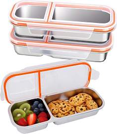 2 Stück Snackbox Mit Fächern,Snackbox Edelstahl