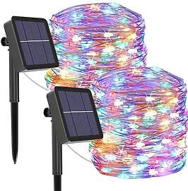 [2 Stück] Solar Lichterkette Aussen