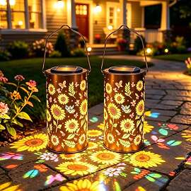 2 Stück Solarlampen für Außen, Sonnenblumen