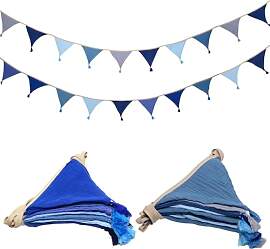 2 Stück Wimpelkette Kinderzimmer, Musselin