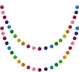 2 Stück Wolle Filz Ball Girlande Bunte Pom Pom
