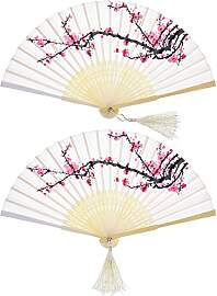 2 Stücke Folding Fans Hand Fans Bambus Fans mit