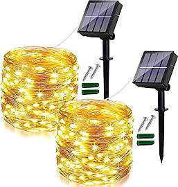 [2 Stücke] Solar Lichterkette Aussen, 8 Muster