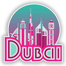 2 x 10 cm/100 mm Dubai Vinyl Aufkleber Reise