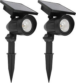 2x LED Solar Gartenspot Schwarz