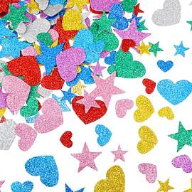 300 Stück Glitzernde Schaumstoff Aufkleber Bunte