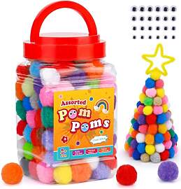 300 Stück Pompons, 25mm Bunte Pompons Zum