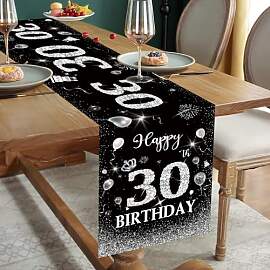 30 Geburtstag Deko Schwarz Silber Tischläufer 30. 