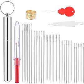 30 Stück Big Eye Stahlnadeln Set Mit Fingerhut
