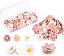 30 Stück Blumen Reißzwecken,Blumige Pinnnadeln