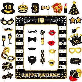 30 Stück Fotobox Accessoires, 18 Geburtstag Deko, 