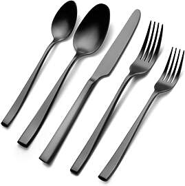 30-teiliges Besteck Schwarz Matt, EIUBUIE Premium