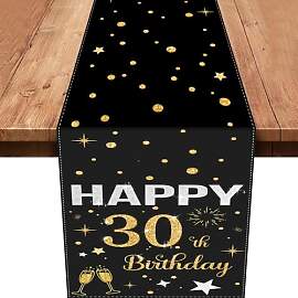 30.Tischläufer Geburtstag,Schwarz Gold Tischdeko