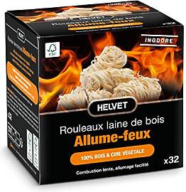 32 Anzünder aus Holzwolle für Kamin und Holzofen 