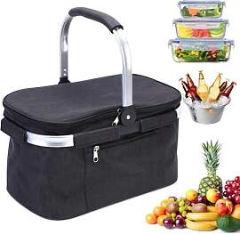 32L Einkaufskorb Kühltasche, Kühlkorb Faltbar,