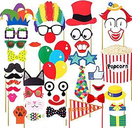 36-teilige Karnevals Party Fotoprops, Lustige