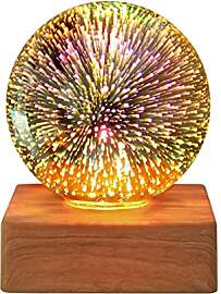 3D-Nachtlicht aus buntem Glas, USB-Projektorlampe, 