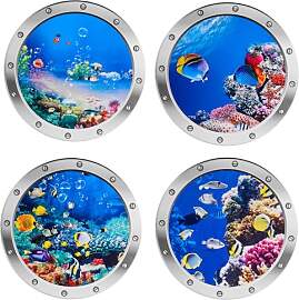 3D Wandtattoo Unterwasserwelt, 4 Pcs Wandtattoo