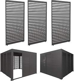3er Set Alupaneele für Pergola HWC-L46