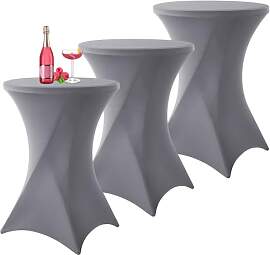 3er-Set Grau Stretch Stehtisch Husse für