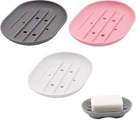 3er Set Seifenschale Silikon Oval - rutschfeste