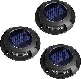 3er Set Solar LED Decklight Schwarz