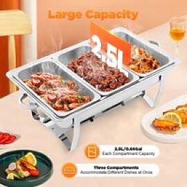 3-Fach Chafing Dish Buffet-Set 7,5L Rechteckiger