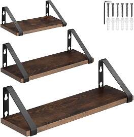3 Hängeregale Cowell - Industrial Holz dunkel,