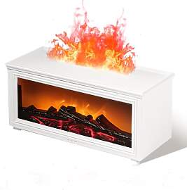 3-in-1 Aroma Diffuser mit LED Kamin, Flammeneffekt 