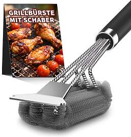 3-in-1 Edelstahl Grillbürste – 42 cm Reintec