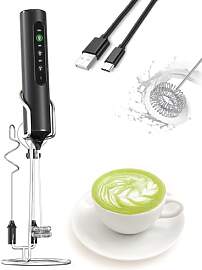 3-in-1 Elektrischer Milchschäumer mit Ständer,