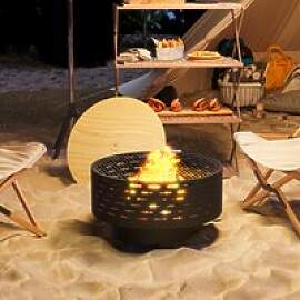 3-in-1 Feuerschale 60x39cm Edelstahl-Feuerstelle