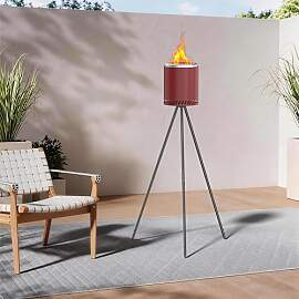 3 IN 1 Outdoor Feuerrohr mit hohem Ständer 144cm