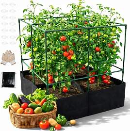 3-in-1 Pflanzsack mit Hochbeet Rankhilfe und