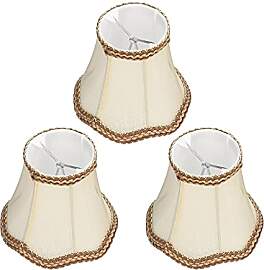 3Pcs Gold Stoff Lampenschirm Clip-On E14 für