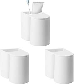3PCS Zahnbürstenbecherhalter, Weiß