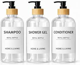 3 Shampoo Conditioner Spender Set, Shampooflaschen 
