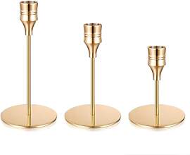 3 STK Kerzenständer Gold, Kerzenhalter