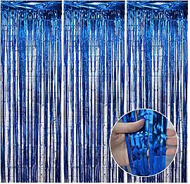 3 Stück 1x2 m Folienvorhang-Dekorationen, blaue