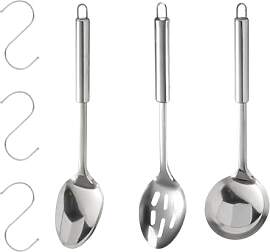 3 Stück Edelstahl Kochlöffel Set Suppenkelle und 