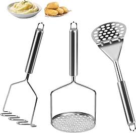 3 Stück Kartoffelstampfer, Edelstahl