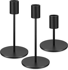 3 Stück Kerzenständer Schwarz, Kerzenhalter