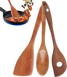 3 Stück Kochlöffel Holz, langlebiges Holzlöffel 