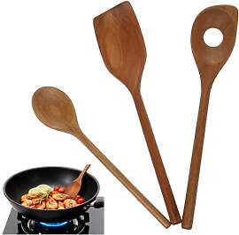 3 Stück Kochlöffel Set Holz Kochlöffel