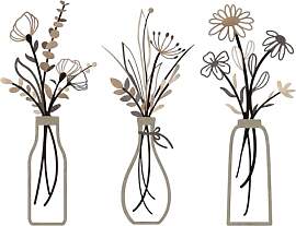 3 Stück Metall Blumen Vase Wanddekoration,